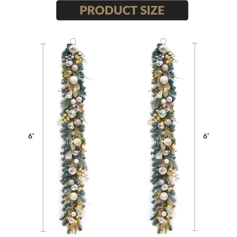 6 ft Pre-Lit Christmas Garland, Xmas Garland with 20 Lights