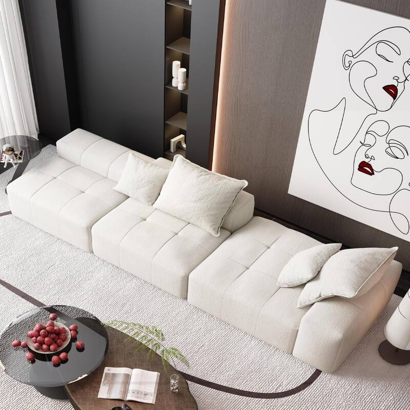 Modern 4 PCS DIY Combination Modular Sofa with Ottoman, Seat, Chaise Lounge, Armrest