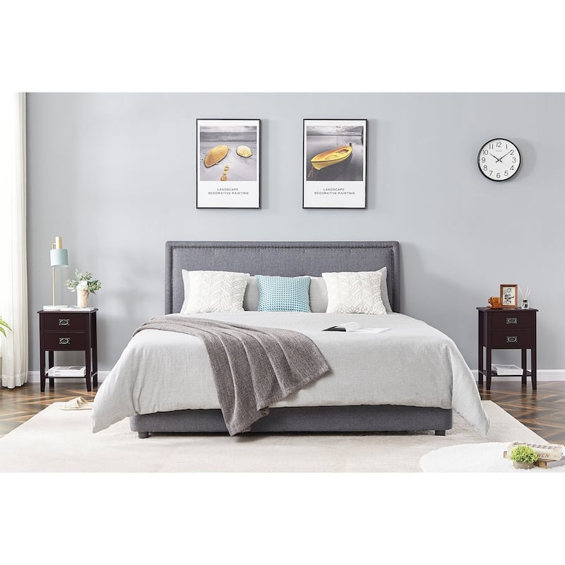 VECELO Modern Nightstands with 2-Drawers and Storage Shelf (Set of 2)