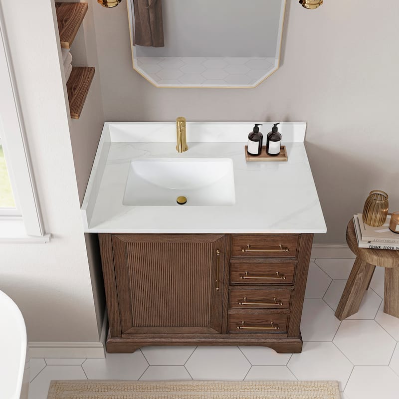 Tokyo Bath Vanity with Quartz Stone Top without Mirror