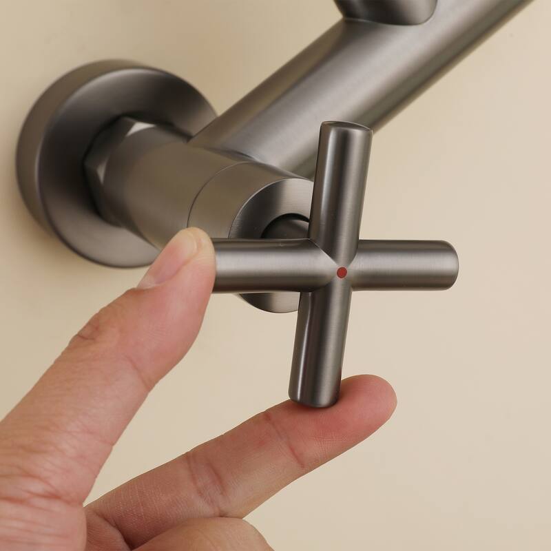 48"H Solid Brass Outdoor 10 Inch Round Rain Shower Set with Dual Cross Handle