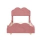 preview thumbnail 4 of 7, Pink Twin SizeVelvet / Upholstered Platform Bed with Cloud-Shaped Headboard