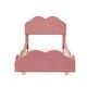 preview thumbnail 4 of 7, Twin Velvet Upholstered Platform Bed w/Headboard & Footboard,Dark Pink