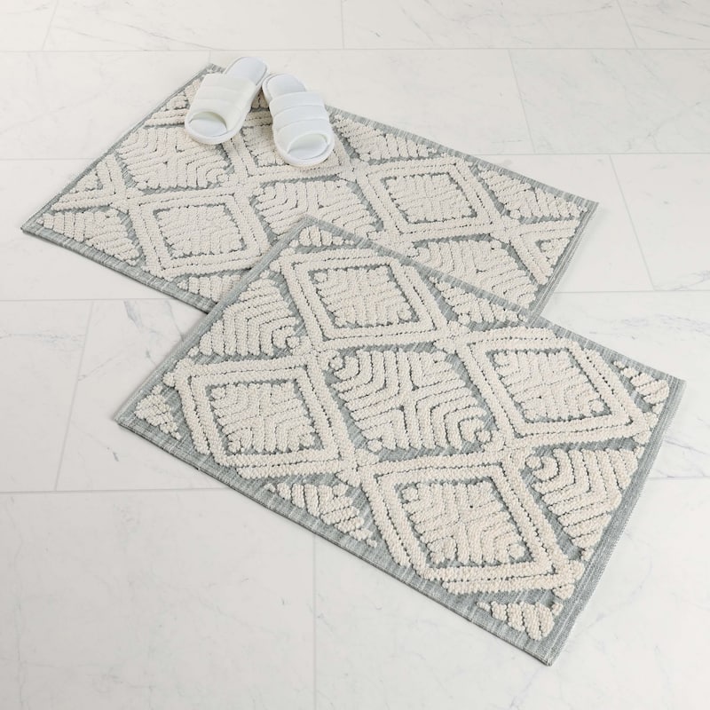 Superior Ceton Geometric Washable Bath Rug, Set of 2