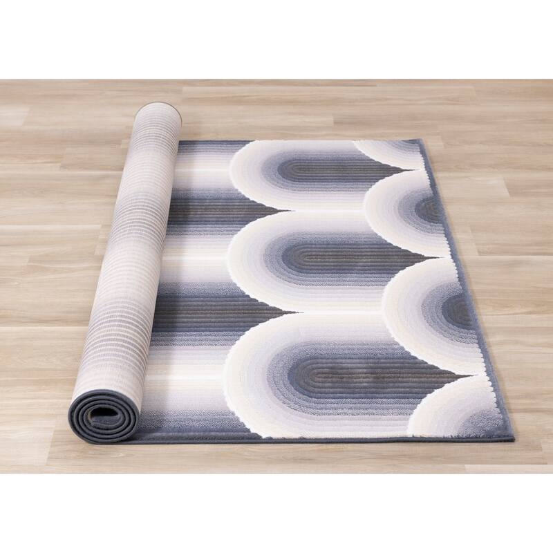 Elizabeth Collection - Blue/Grey/Cream Rounded Arches Rug