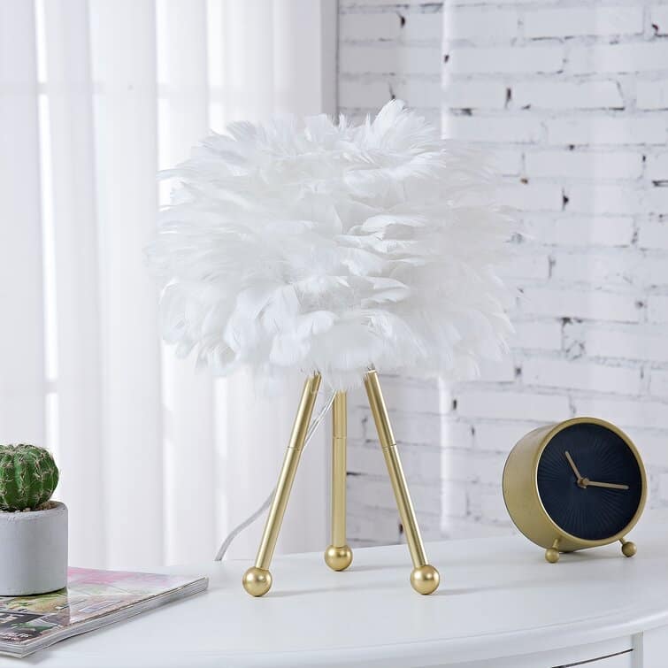14.5" Tripod Feather Table Lamp