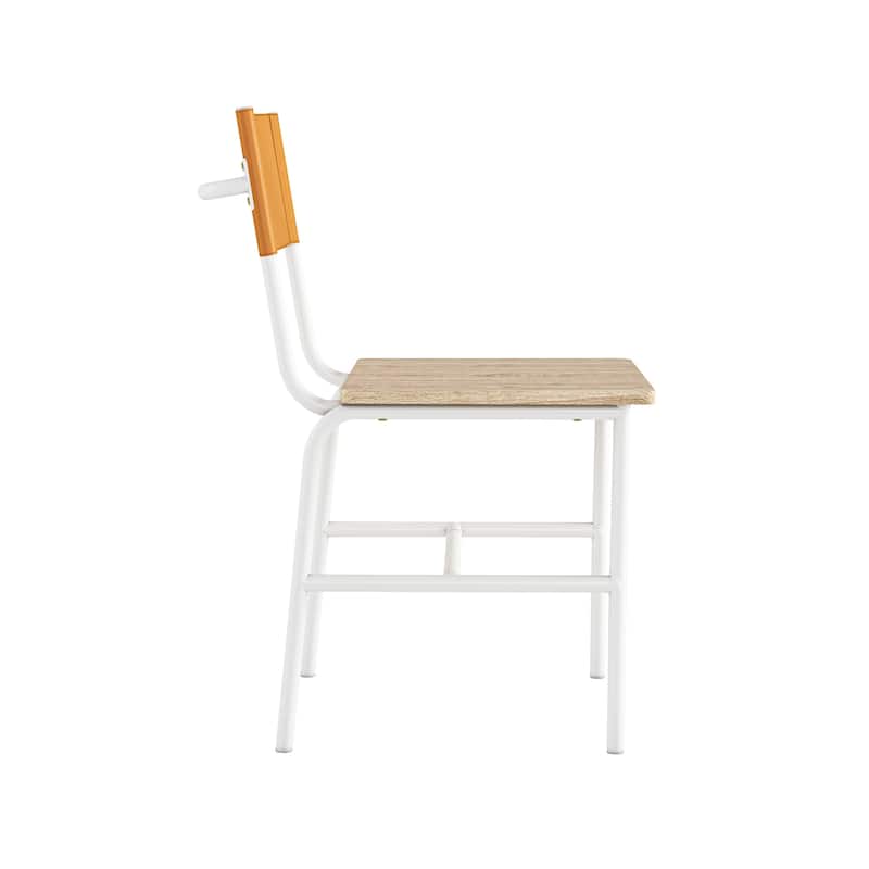 Wood Industrial Dining Chair Set of 2, White - 18.50" W x 23.47" D x 32.44" H