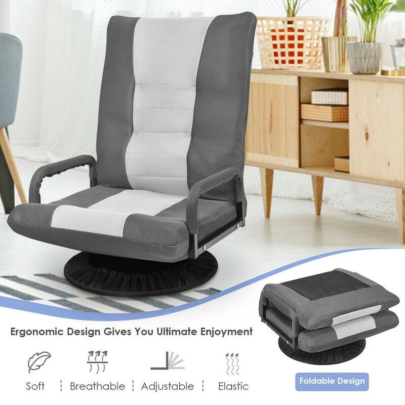 Adjustable Gaming Chair with 6 Back Positions and 360-Degree Swivel