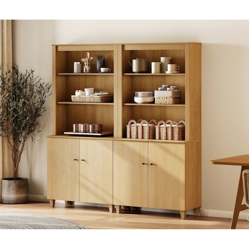 Modern 71" Tall Pantry Cabinet with Doors & Shelves for Dining Room