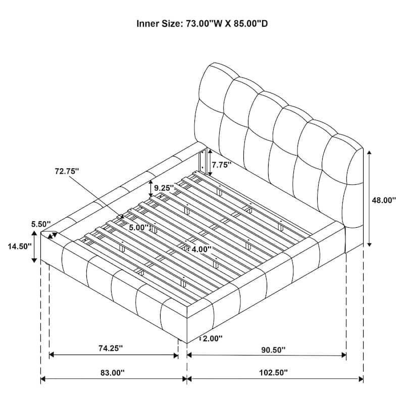 Nollet 48-inch Upholstered Platform Bed
