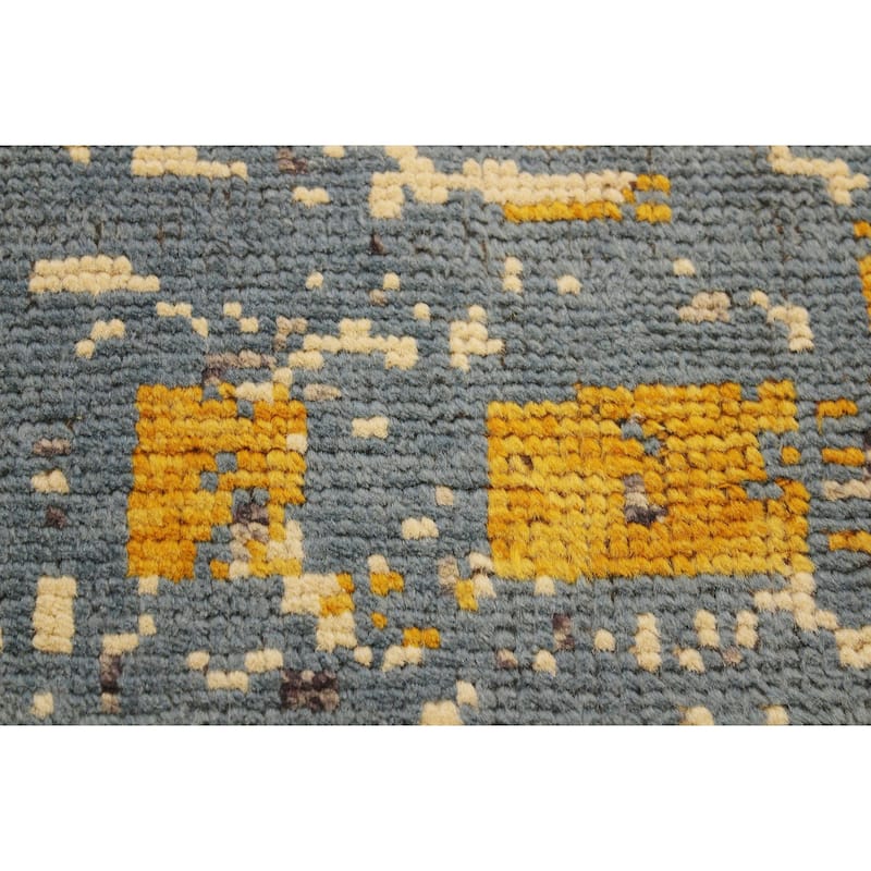 Shabby Chic Balochi Nava Blue/Beige Hand Knotted Wool Rug - 4'11'' x 6'5''