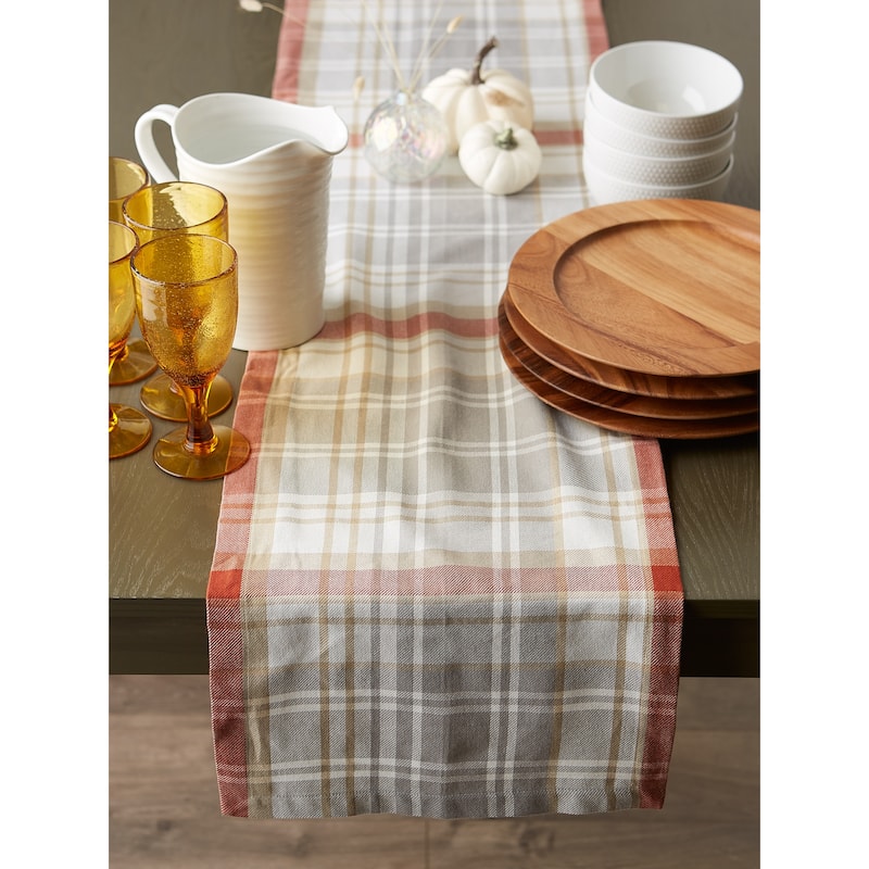 DII Thanksgiving Cozy Picnic, Plaid Table Runner