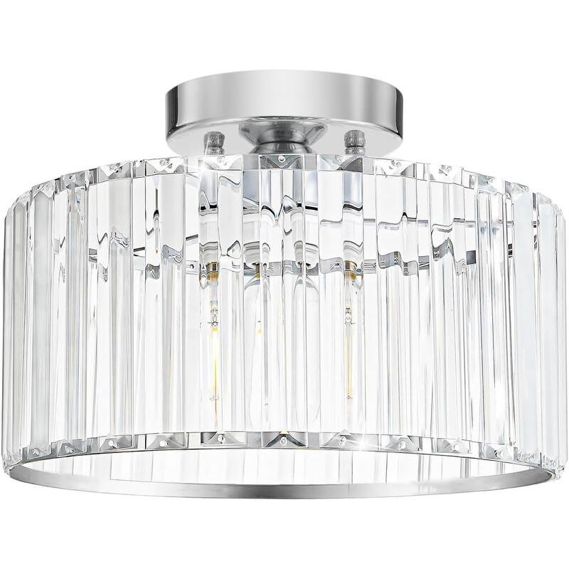 Ceiling Light Fixture, Modern Semi Flush Mount Ceiling Light - Chrome
