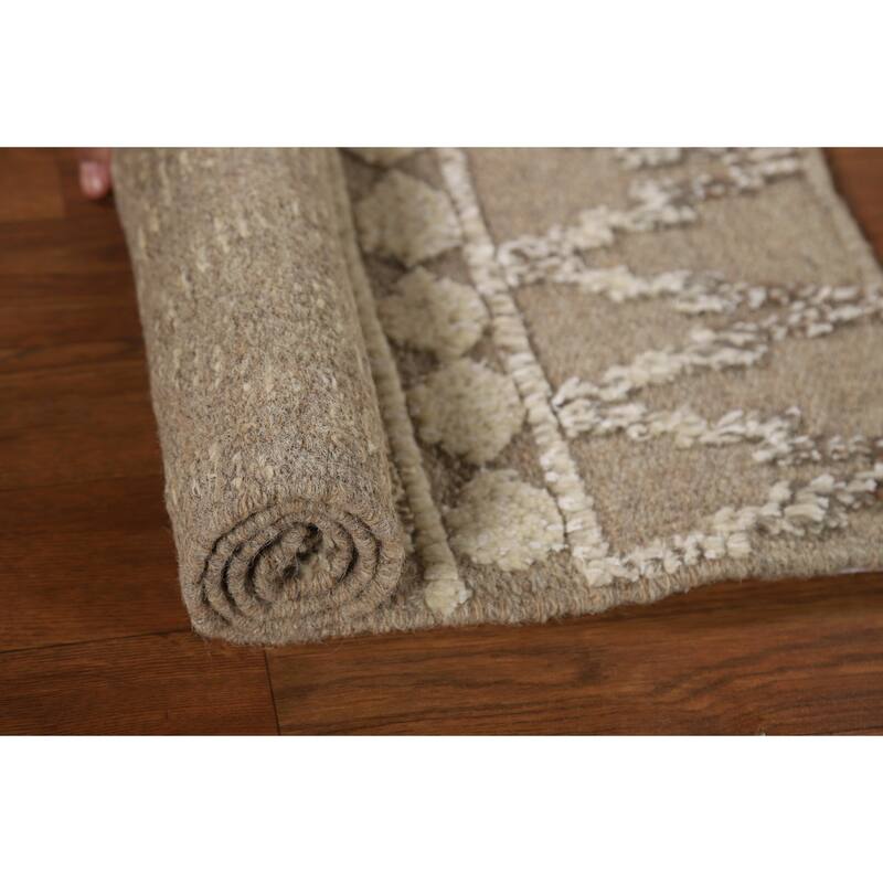 Earth Tone Moroccan Indian Accent Rug Handmade Wool Carpet - 2'0"x 3'0"
