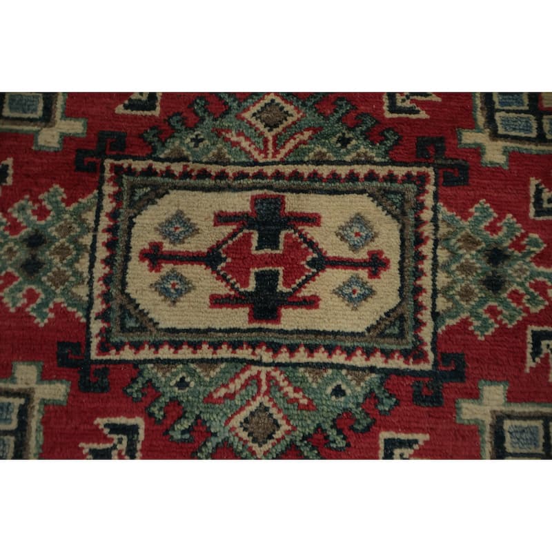 Hand Knotted Oriental 100% Wool Carpet Traditional Geometric Beige & Ivories Kazak Area Rug - 9' 10'' X 8' 4''
