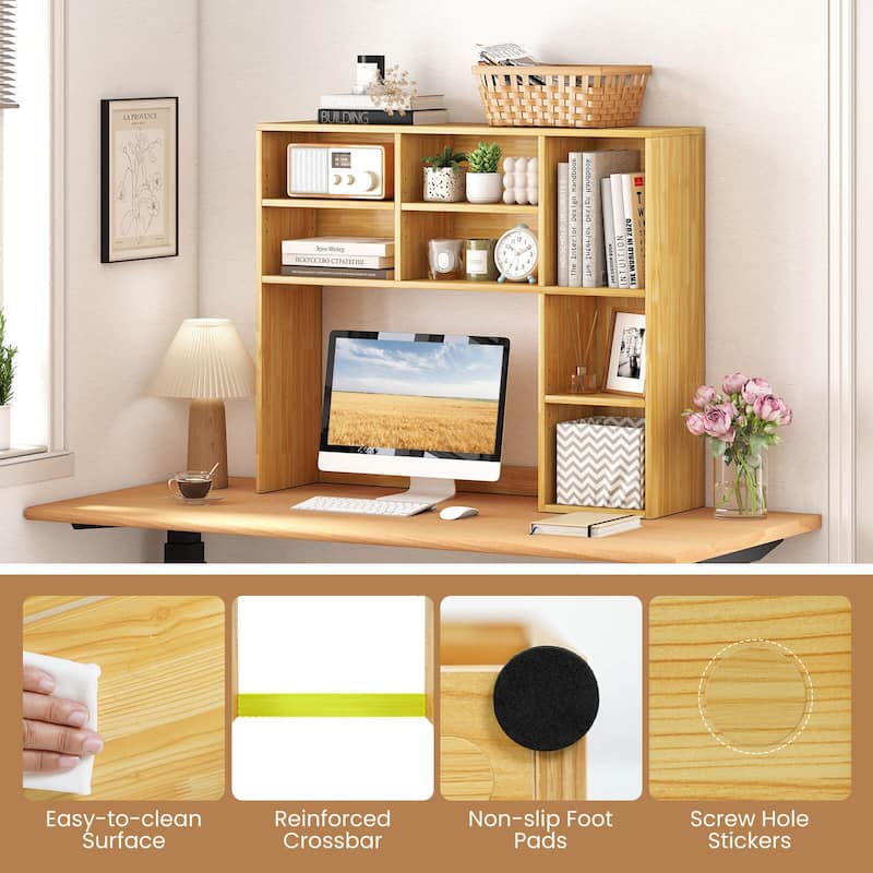 Costway Desktop Bookshelf Desk Storage Hutch with 7 Open Cubbies & 3 - See Details