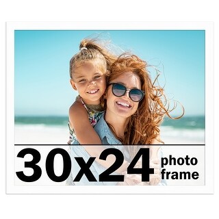 30x24 Frame White Solid Wood Picture Frame Includes UV Acrylic Shatter ...