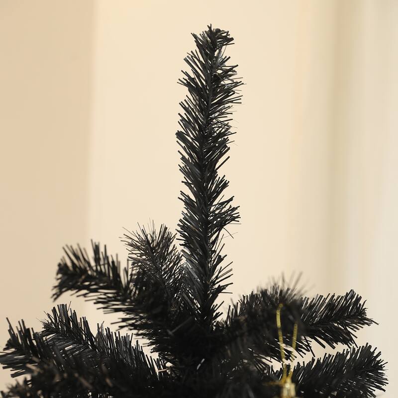 HOMCOM Unlit Artificial Christmas Tree - Auto Open, Steel Base, Black, Home Office Decor - Black