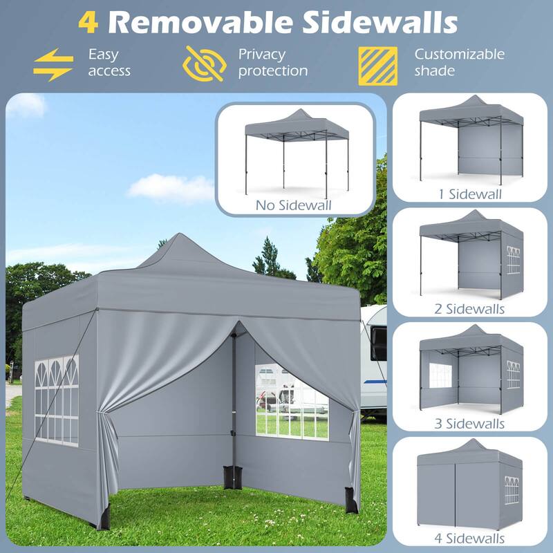 Costway 10 x 10 FT Pop up Canopy Tent with 4 Removable Sidewalls,