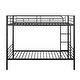 preview thumbnail 13 of 23, Twin Over Twin Bunk Bed with Ladder, Metal Bed with Full-Length Guardrail, Kid's Bed for Small Space, Bedroom, Silver