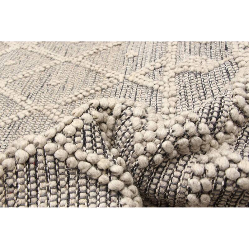 ECARPETGALLERY Braid weave Sienna Grey Wool Rug - 6'3 x 8'11