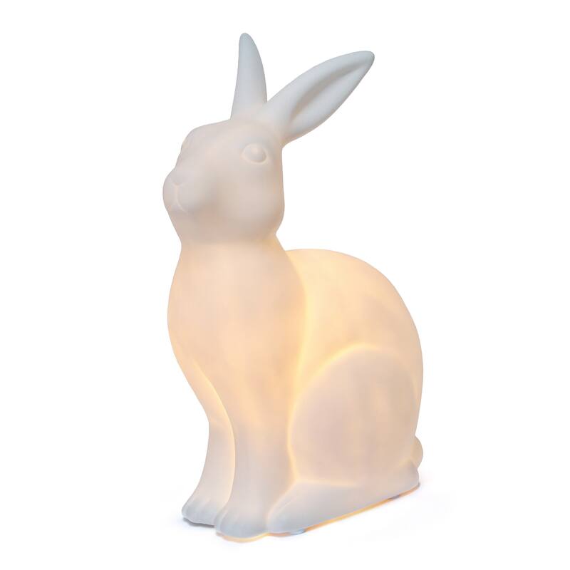 Upright Posed Bunny Rabbit Porcelain Table Lamp - 10.5" - White