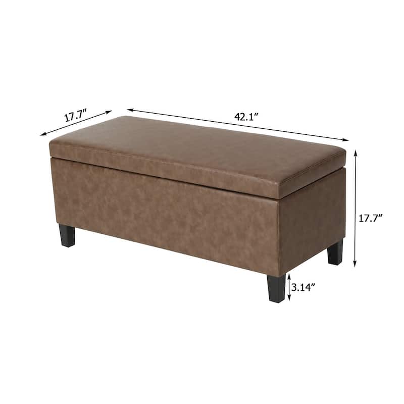 Adeco Velvet Storage Ottoman Bench Rectangular Footstool Lift Top
