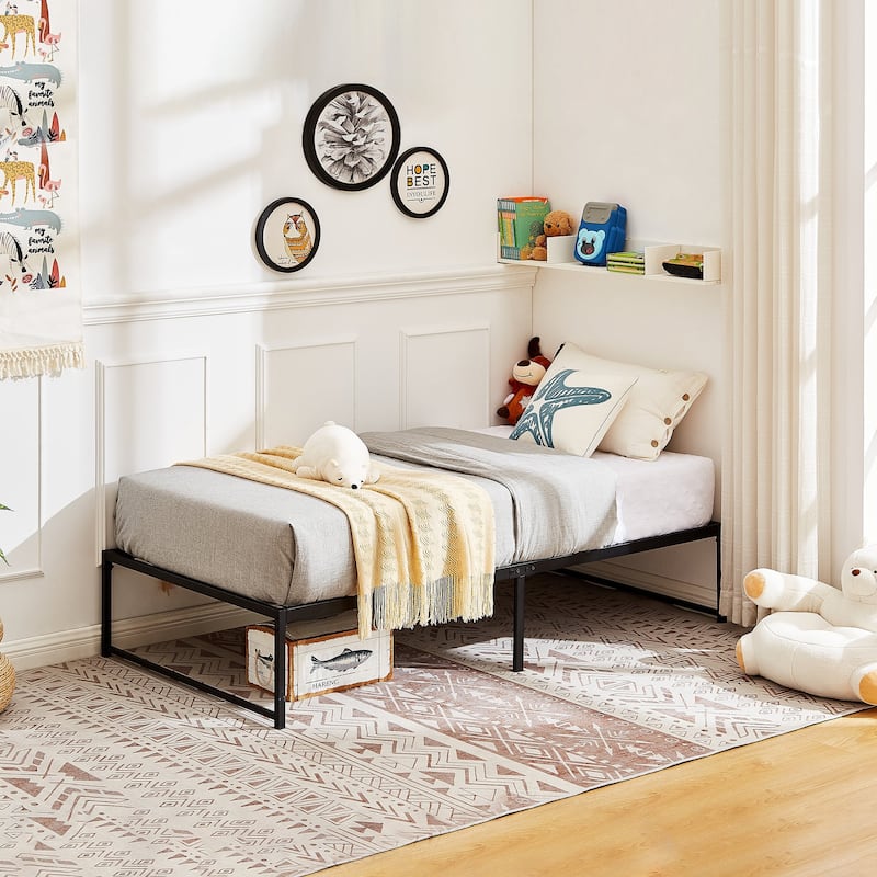 14.2-Inch Twin Size Metal Platform Bed Frame Heavy Sturdy Slat