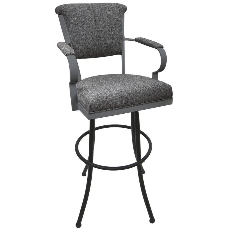 Miami Extra Tall 34" Spectator Metal Bar Stool on Noam Base - 34" Seat Height - Mojeva Gray - Grey