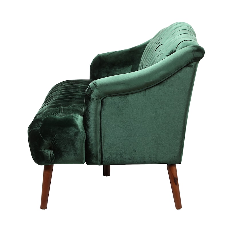 Emerald Modern 73.25" Button Tufted 3-seater Sofa with Birch Wood Legs for Living Room