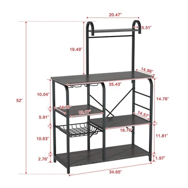 Black Steel Frame Kitchen Shelf with 6 Sshaped Hooks Bed Bath