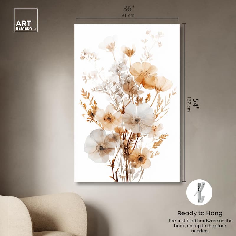 Parchment Petals Acrylic by Art Remedy, Ready to Hang