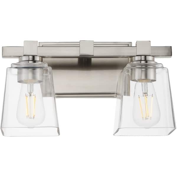 slide 2 of 5, Maxim 21382CL Cubos 2 Light 14" Wide Vanity Light Satin Nickel