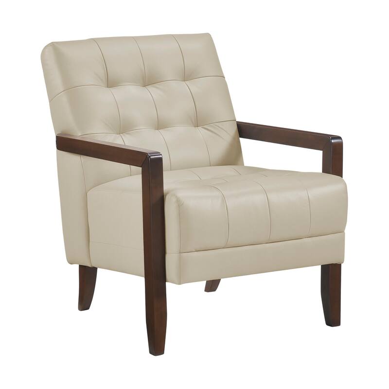 Leland Leather Match Accent Chair - Beige