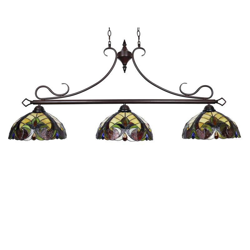 Tiffany Style 3-light Linear Island Fixture