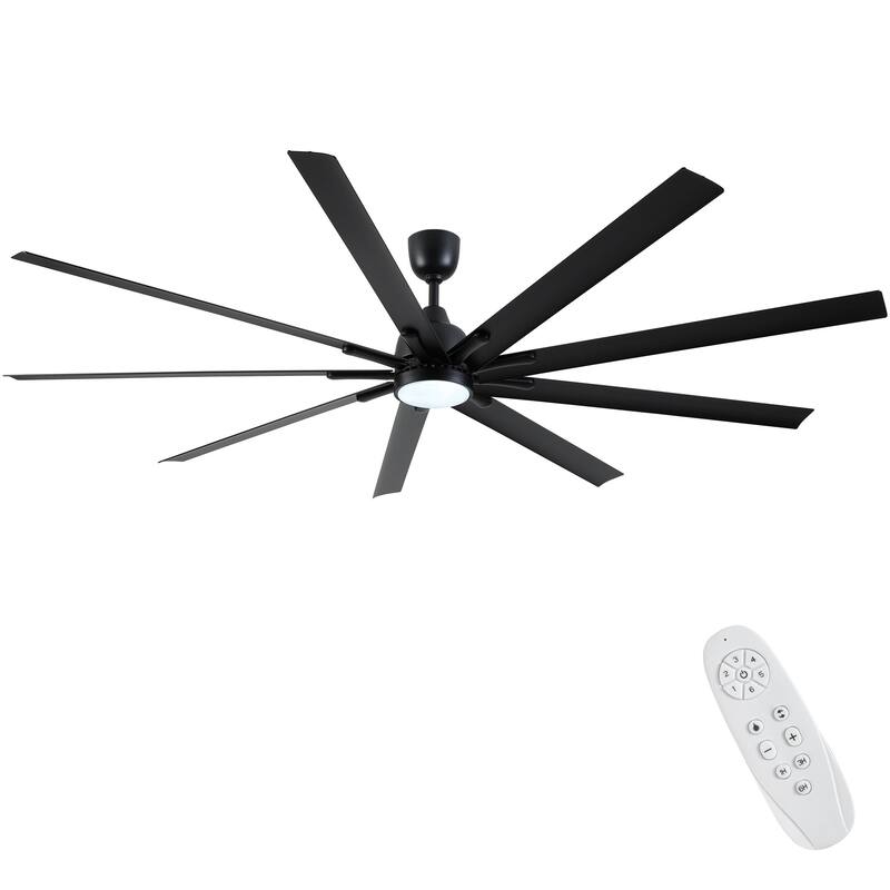 84 In Super Large Black Ceiling Fan with Remote Control - Black