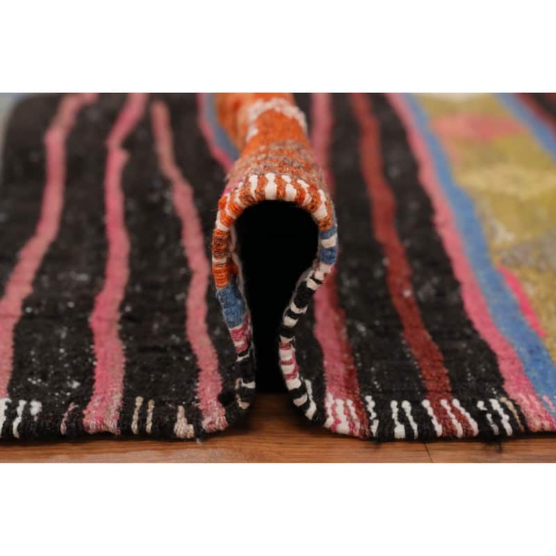 Hand Woven Oriental 100% Wool Carpet Southwestern Tribal Multi-Colored Kilim Area Rug - 10' 2'' X 6' 6''