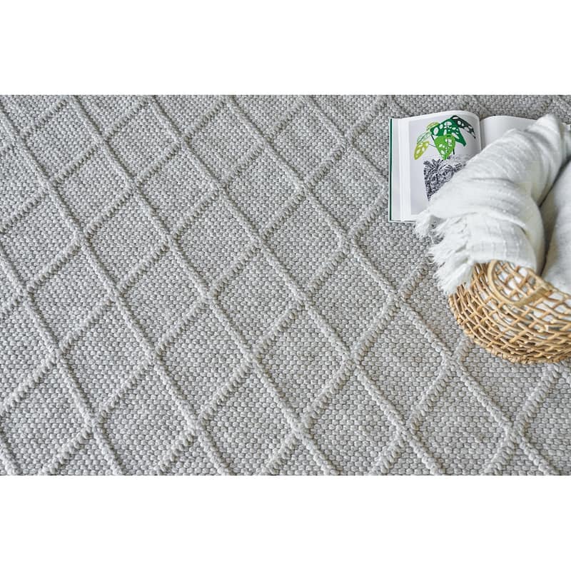 EXQUISITE RUGS Brentwood Handwoven Wool/Viscose Silver Area Rug.