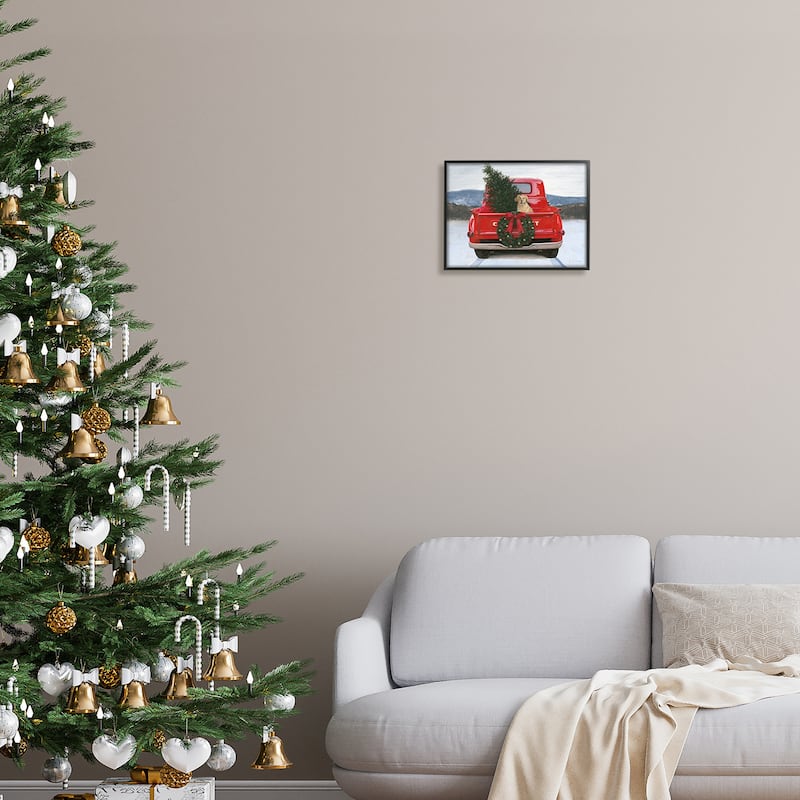 Stupell Holiday Tree in Truck Framed Giclee Art Design by James Wiens