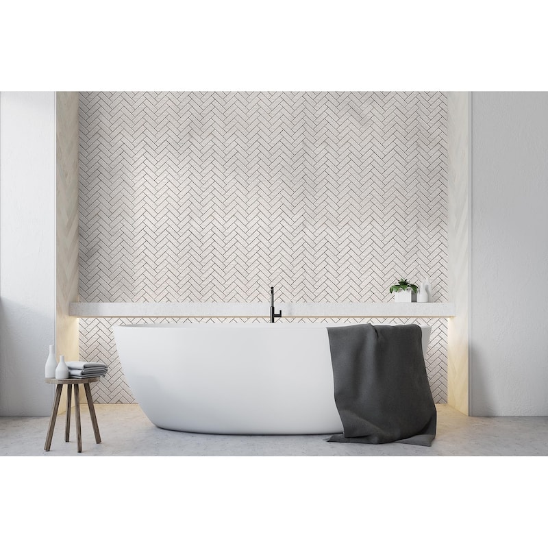 Forio 1.35" x 4.35" Herringbone Glossy Porcelain Mosaic Tile