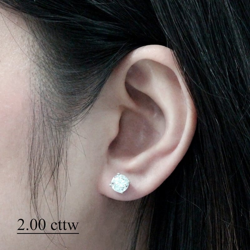 Auriya 1/2ct to 2ctw Clarity-enhanced Diamond Stud Earrings 18k Yellow Gold (J-K, I2-I3) - 2.00ct