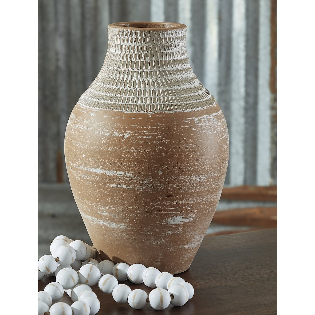 Signature Design by Ashley Reclove Distressed White Vase