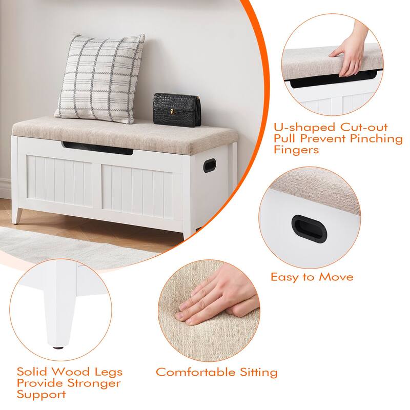 Wooden Storage Bench with Hidden Storage Space for Bedroom