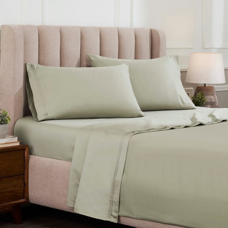 Superior Egyptian Cotton 1500 Thread Count Deep Pocket Solid Sheet Set - Full - Sage