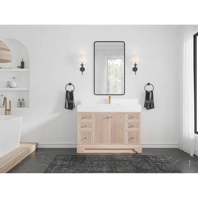 Willow Collections 48 in. W x 22 in. D Manhattan Oak Wood Single Sink Bathroom Vanity with Countertop