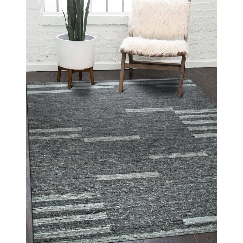Home Decor Gray Hand-Woven Wool Contemporary Natural Wool Flat Area Rug - Modern Elegance and Durability