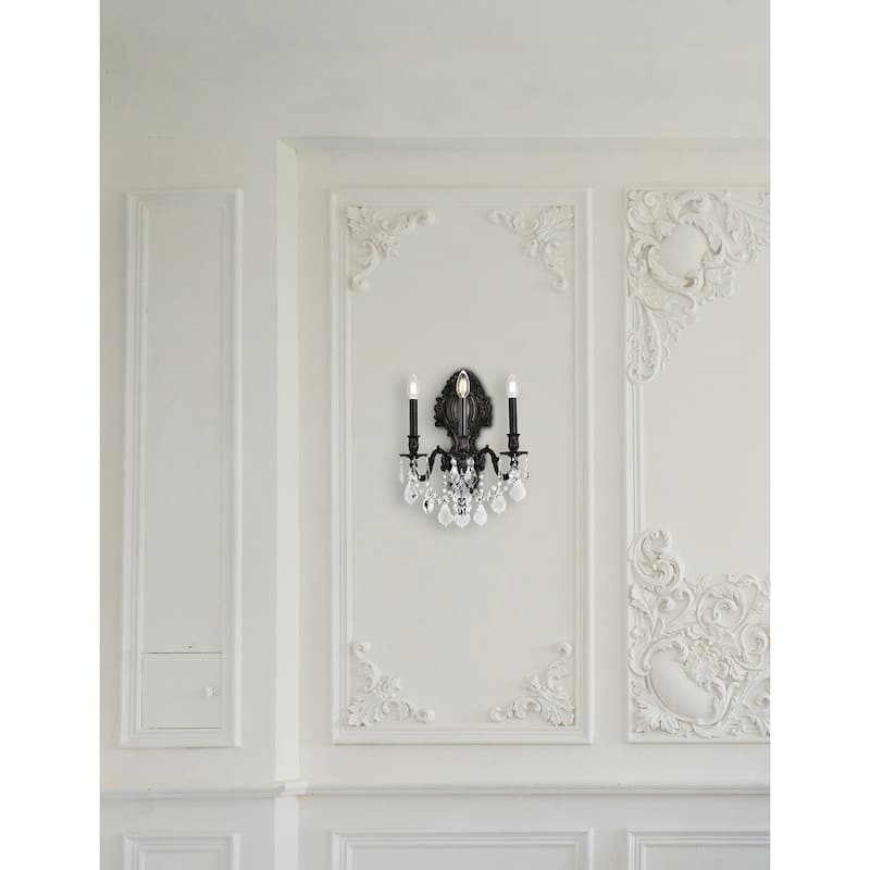 Fleur Illumination Collection Wall Sconce D:14in H:18in E:9.5in Lt:3 Dark Bronze Finish (Elegant Cut Crystals)