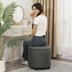 preview thumbnail 28 of 49, Adeco Faux Leather Round Storage Ottoman with Tufted