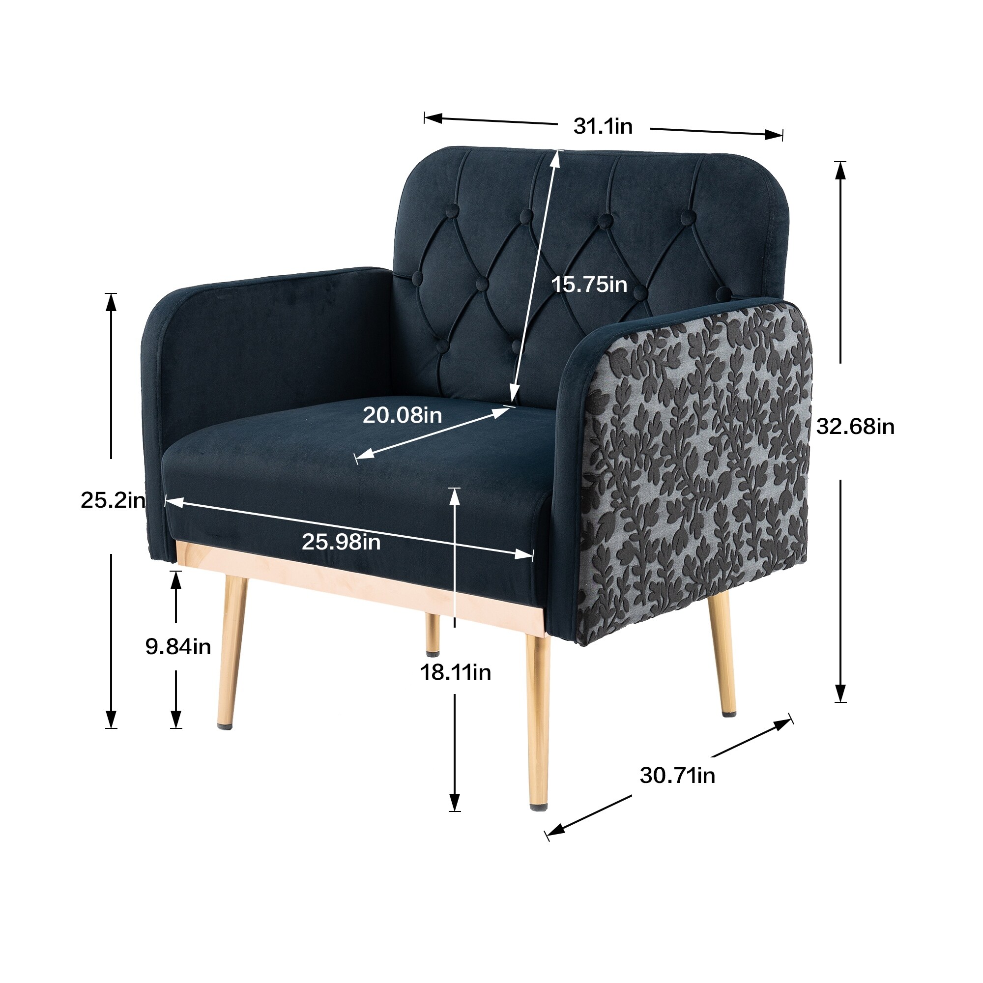Comfortable Velvet Accent Chair for Elegant Living Room Bed Bath