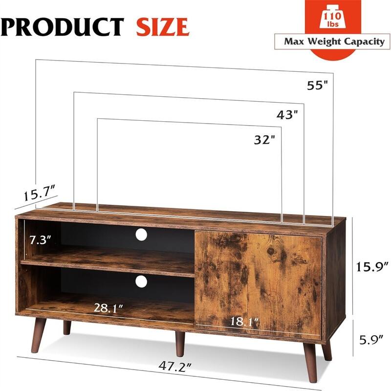 Mid-Century Modern TV Stand - 15.7"D x 55"W x 21.8"H